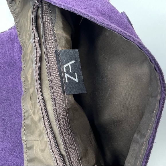 Zara Purple Cowgirl Style Real Suede Leather Baguette Small Shoulder Handbag Y2K - Picture 5 of 8